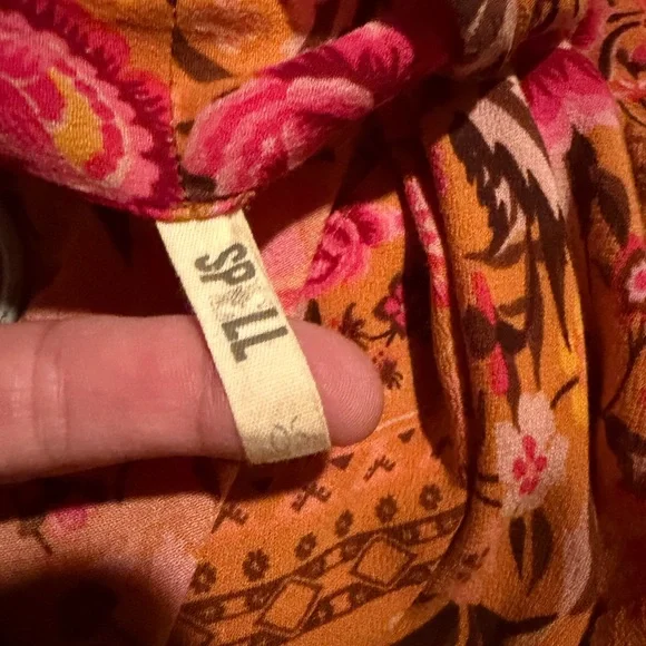 Spell Floral Maxi Kimono robe in Orange and Pink Amber Babushka  one size - Picture 5 of 5